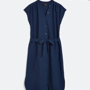 Chic Navy Midi Dress with Belt